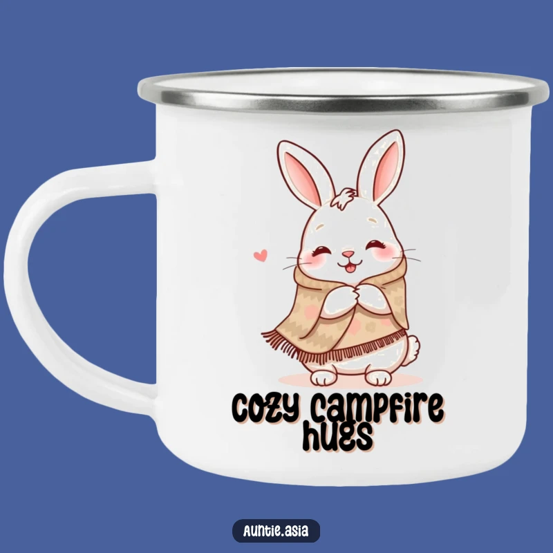 Funny Rabbit Hug Camping Mug: Happy Hare's Warm Embrace, Adventure Gift