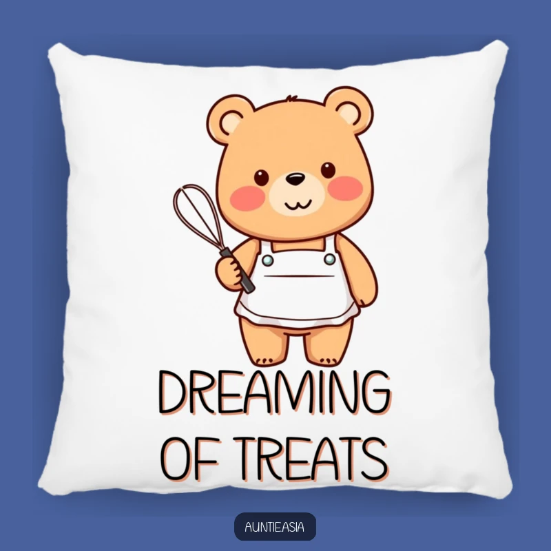 Funny Bear Baker Pillow: Cozy Comfort with a Friendly Whisking Bear