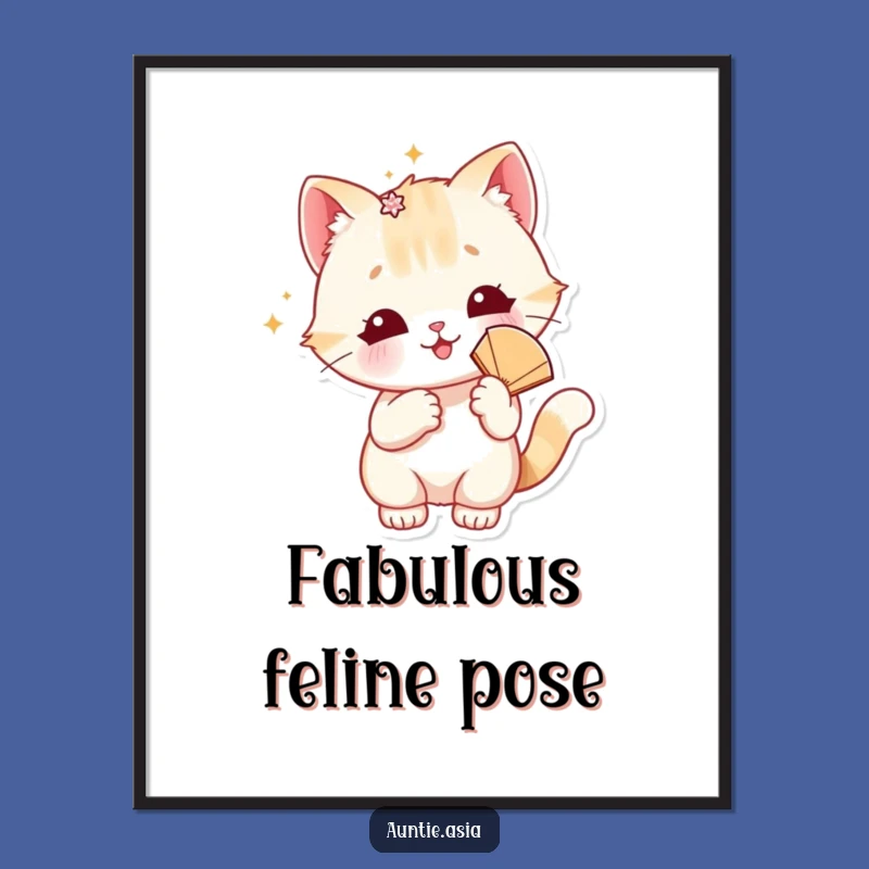Playful Cat's Sparkle Digital Art: Instant Glamour for Your Walls