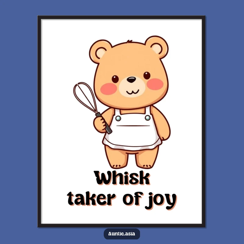 Free Printable Wall Art: Funny Bear Baker Whisk Downloadable Home Decor Gift