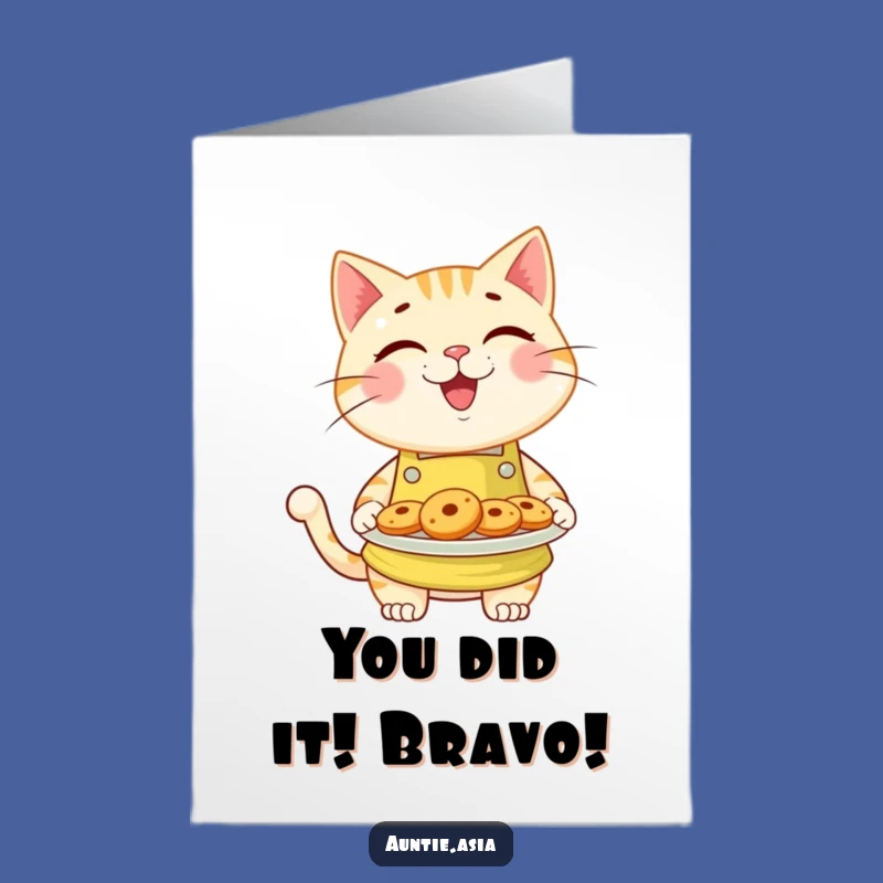 Free Printable Cat Congratulations Card: Sweet Baker Kitty Cookie Downloadable Success Gift