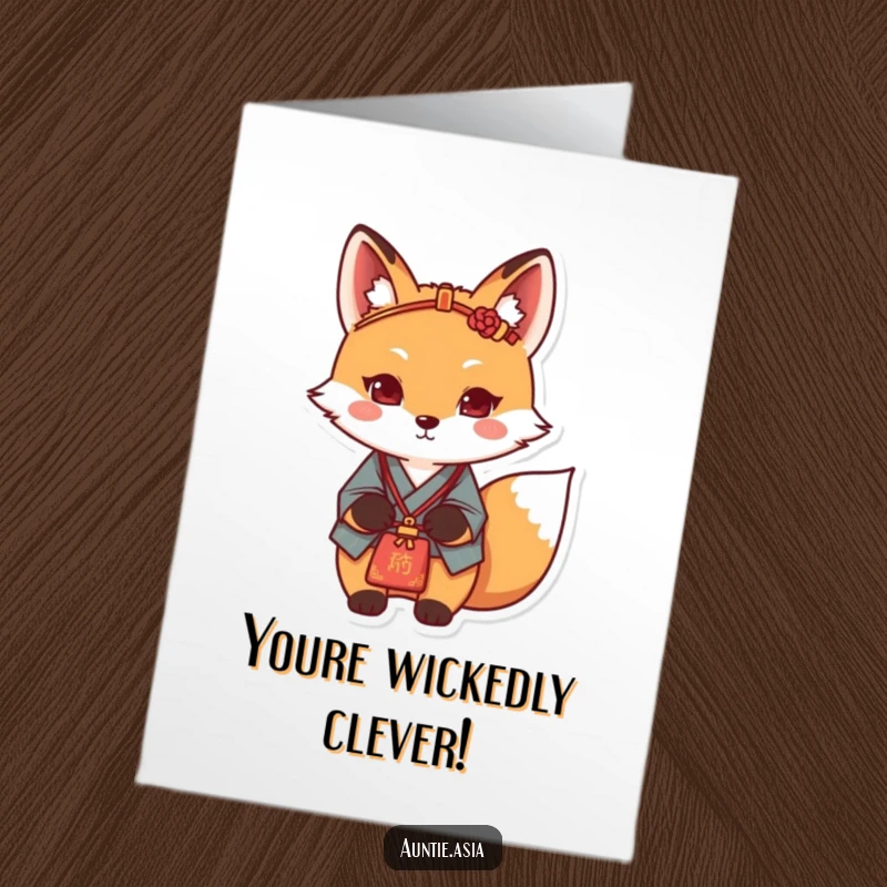 Funny Free Printable Congratulations Card: A determined fox in traditional attire offers congratulations with a humorous, sophisticated flair, a downloadable.