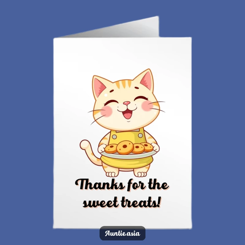 Free Printable Cat Thank You Card: Grateful Baker Kitty Cookie Downloadable Appreciation Gift