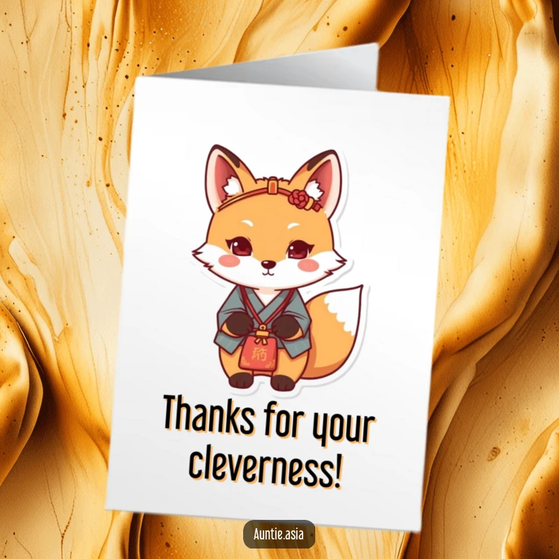 Funny Free Printable Thank You Card: A determined fox with a hairpin and bag conveys a sophisticated and humorous thank you, a downloadable.