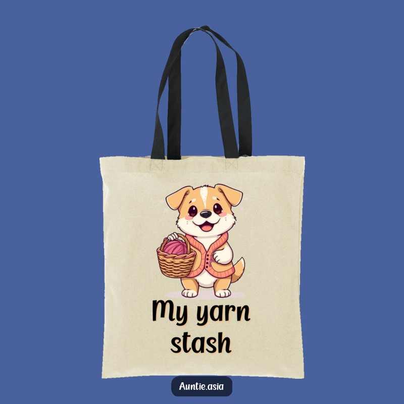 Funny Dog Knitter Tote Bag: Carry Your Yarn with a Playful Pooch Pal